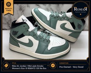 Nike Air Jordan 1 Mid Jade Smoke Women’s Size 10 BQ6472-130 No Box EUC