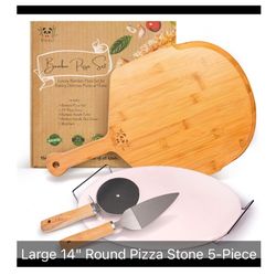 Large 14” 5 Piece Stone Pizza Set 