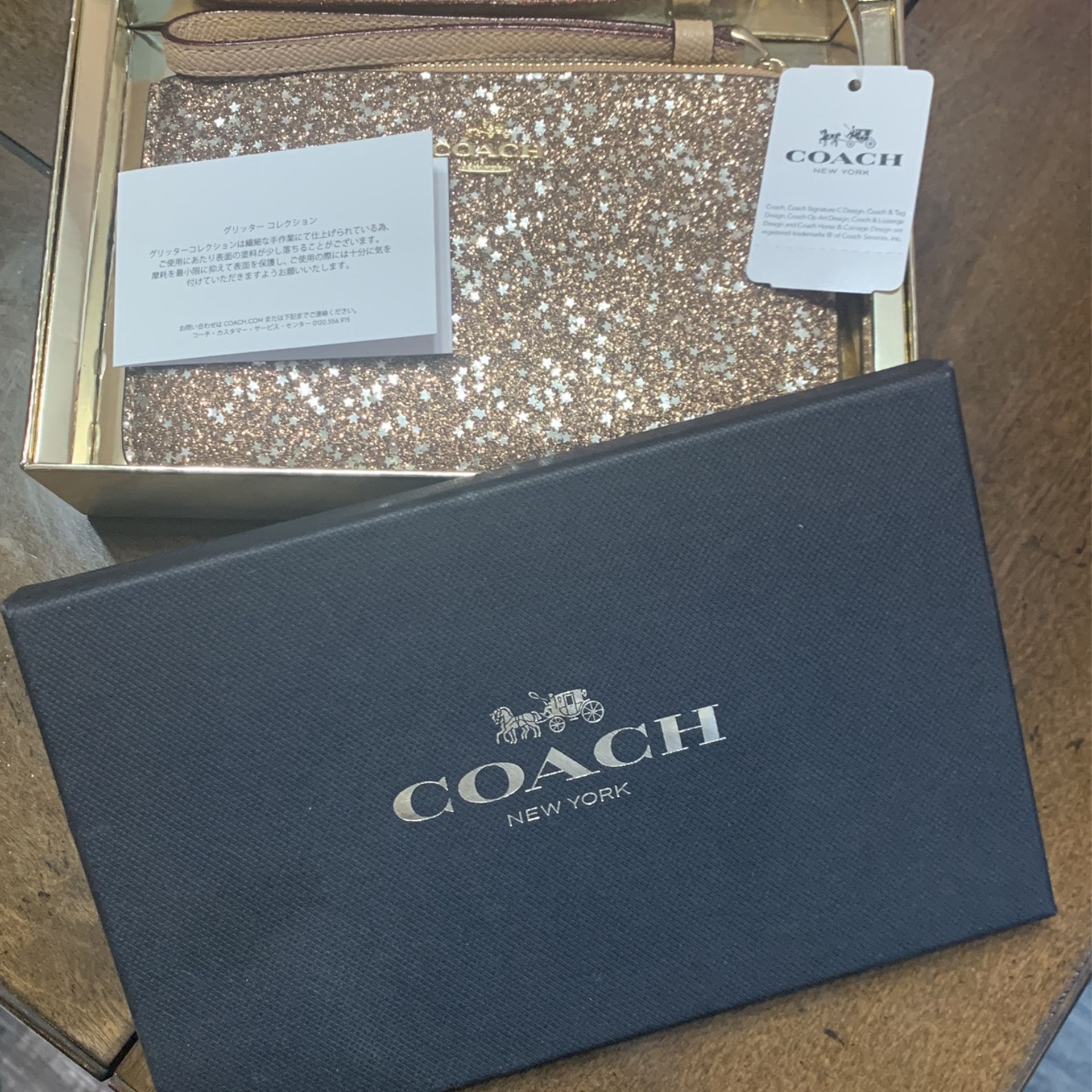 Coach Gold Star Glitter Wristlet Limited edition Brand new
