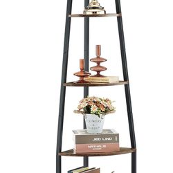 Hoctieon Corner Shelf, Industrial 5-Tier Corner Bookshelf, Rustic Corner Ladder Shelf, Corner Bookcase for Small Spaces, Bedroom, Living Room, Home Of