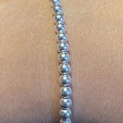 7-9” adjustable 925 silver beaded bracelet 