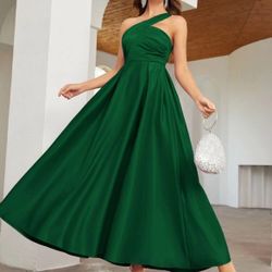 SHEIN One Shoulder Solid Maxi Bridesmaid Dress