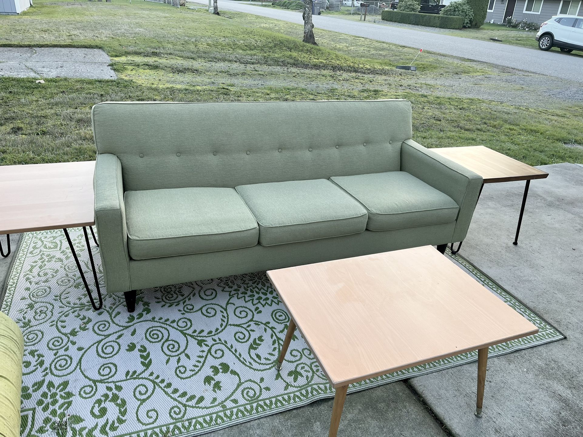 Mid Mod Green Sofa
