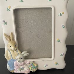 Vintage 3-D Ceramic Easter Bunny, Picture Frame