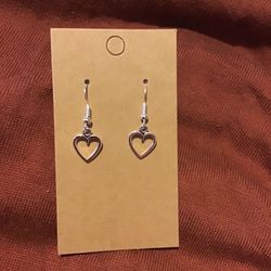 Small Silver Colored Heart Earrings 