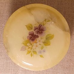 Vintage Alabaster Handcarved Trinket Box • Made in Italy