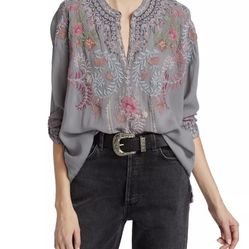 Johnny Was Sundae Top Blouse Tunic in Cloudburst  Size S
