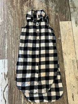 Girls Long Flannel Paid Shirt Dress Size 7/8