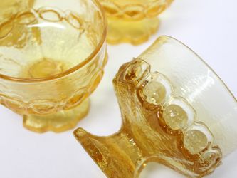 6 Vintage Tiffin Franciscan Madeira desert sherbert glass bowls yellow cornstalk