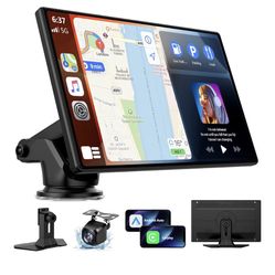 9" Carplay Screen for Car, Portable Wireless Car Play Screen for Apple CarPlay & Android Auto, OTA Updates, Backup Camera, Mirror Link, Voice Control,