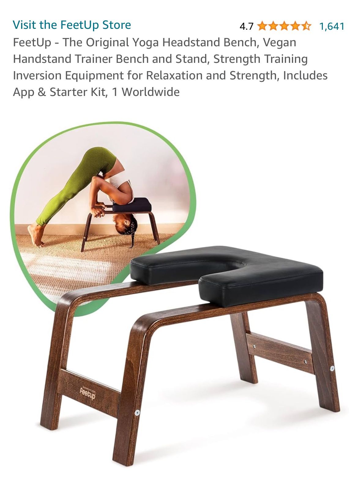 FeetUp - The Original Yoga Headstand Bench, Vegan Handstand Trainer Bench and Stand, Strength Training Inversion Equipment for Relaxation and Strength