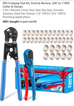 PEX Crimping Tool Kit, Cinch & Remove, 3/8" to 1",PEX Cutter & Clamps