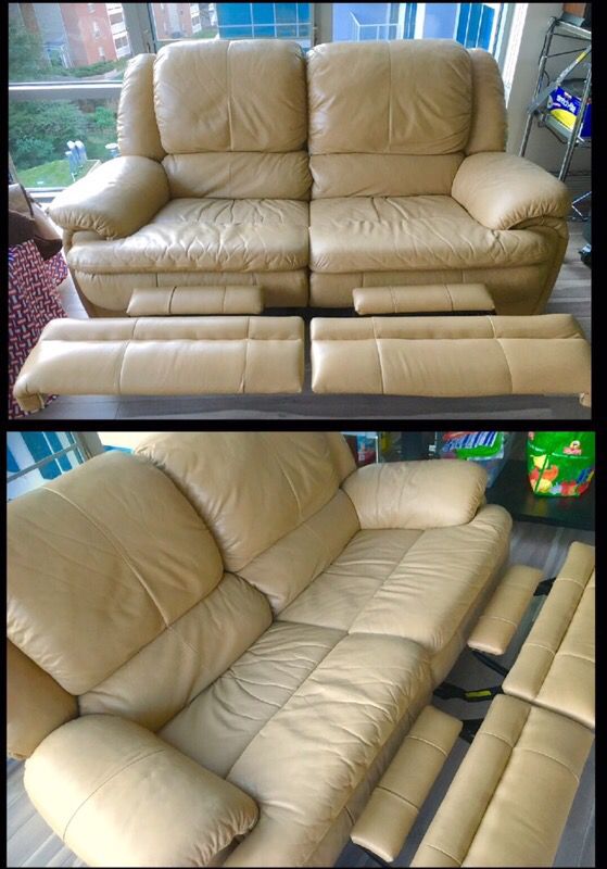 Super Plush Genuine Leather Loveseat Couch Sofa Recliner