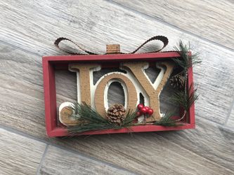 Joy Christmas wood sign