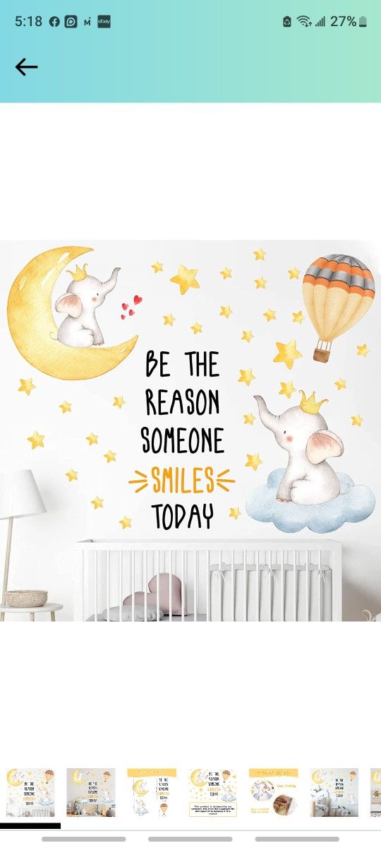 Elephant Wall Stickers Watercolor Baby Elephant Wall Decal Large Be The Reason Someone Smiles Today Decal Inspirational Quotes Kids Wall Stickers for