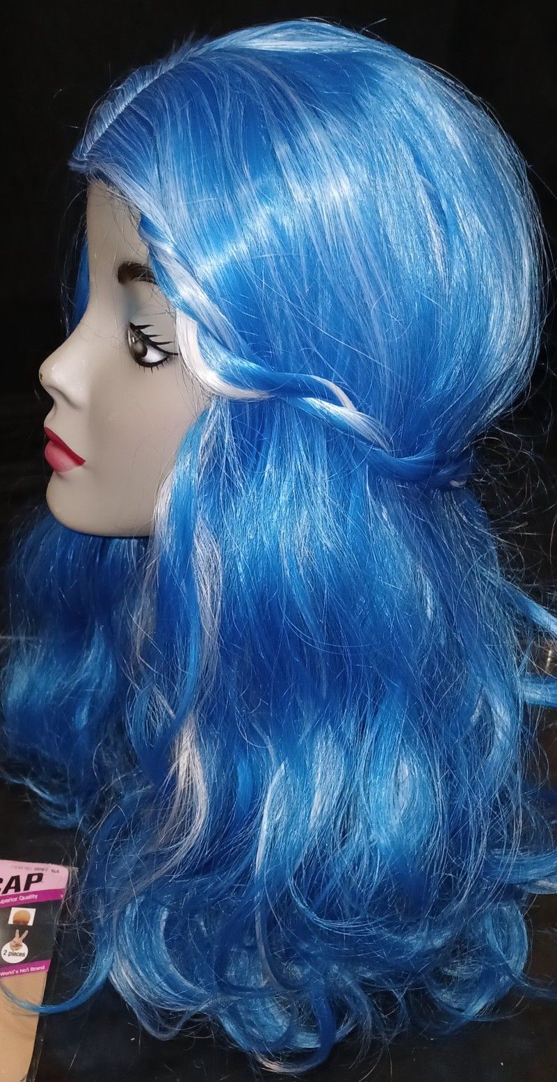 New Blue /White Synthetic Wig