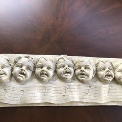 7 Musical Note Singing Children  Sculpture Wall Plaque