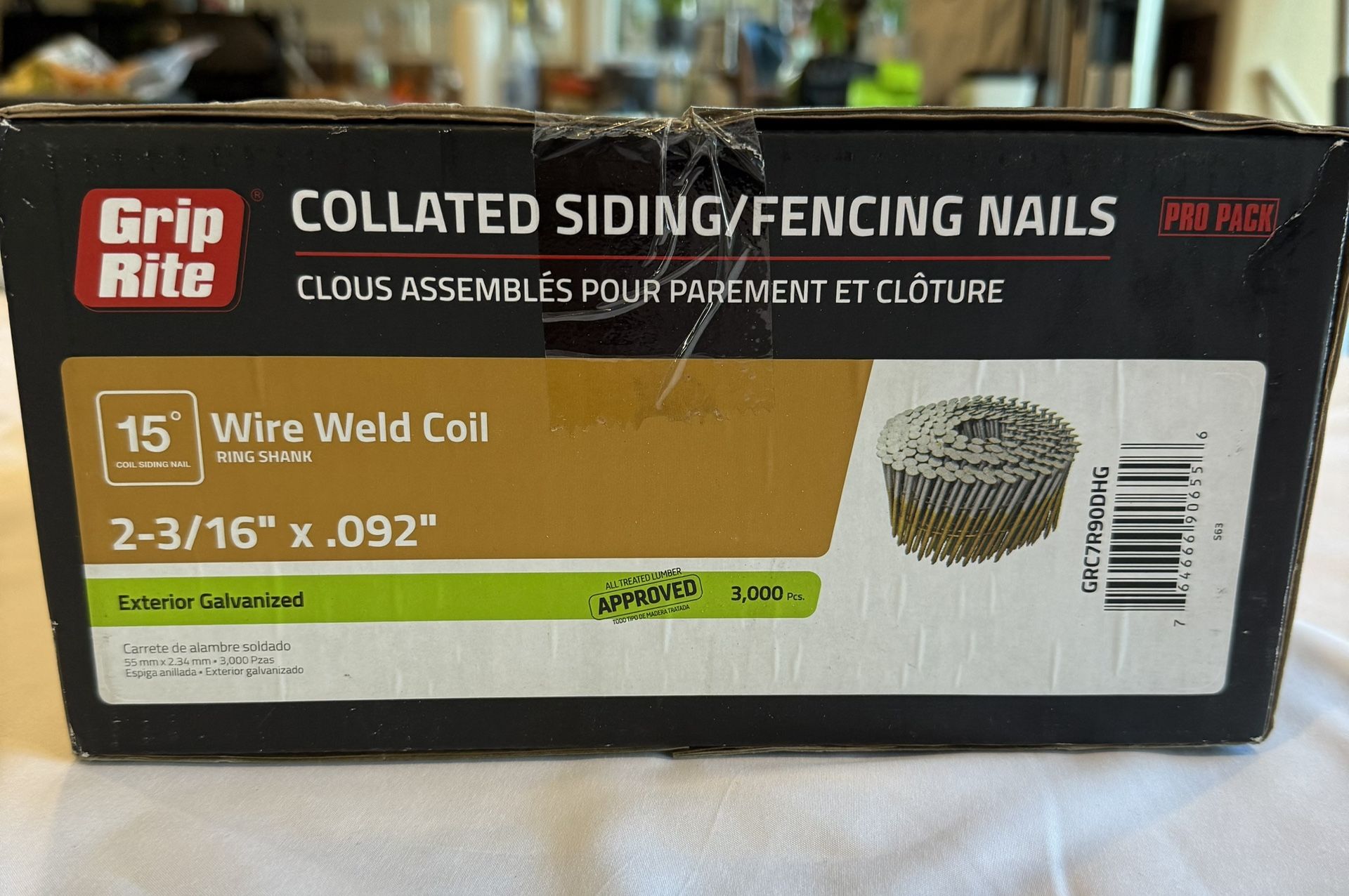 2-3/16 in. x 0.092 in. 15° Exterior Galvanized Wire Collated Ring Shank Nails 3000 Per Box