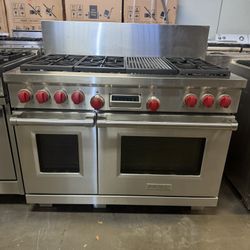 Wolf 48” Dual Fuel Stainless Steel Gas Range Stove 