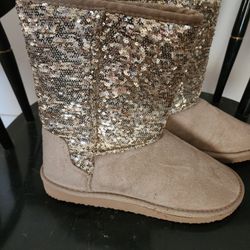 Tan Sequin Boot New 