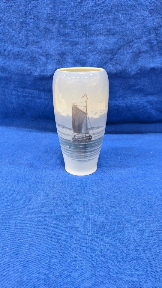 Vintage Royal Copenhagen Vase. Mid 20th Century. . Sailing Boat