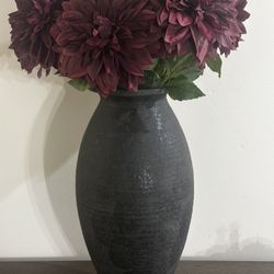 Kyoto Black Ceramic Vase 20" CRATE AND BARREL EXCLUSIVE