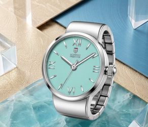 Montres Prestige Teal Light Blue Luxury Mini Ring Watch! 22.5MM Fits Sizes 4-12!