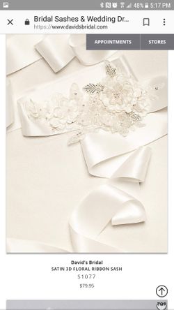David's Bridal wedding dress sash