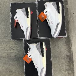 Jordan 3 White Cement Reimagined Sizes 12,10.5,9, 6Y, 5.5Y