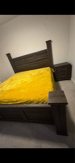 Bed frame and night stand (mattress not included )