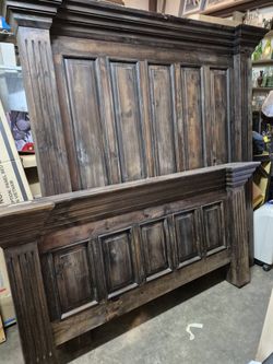 Vintage Solid Wood Queen Size Bed Set 