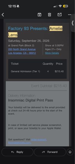 Amelie lens tickets