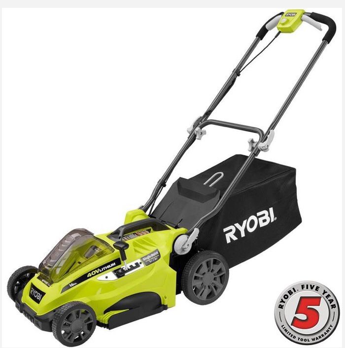 RYOBI 16 in. 40-Volt Lithium-Ion Cordless Battery Walk Behind Push Lawn Mower - Battery/Charger Not Included Home and Garden TX