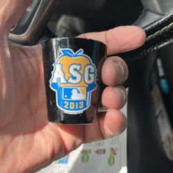  black souvenir shot glass featuring the MLB 2013 All-Star Game (ASG) logo.