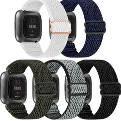 Mhunter Sport Loop Watch Band - 5 Pieces in , Fits 4.5-9.5 Inches Wrists, Skin-Friendly Nylon Fabric, Easy Slide Adjustment, Suitable for Versa Smartw