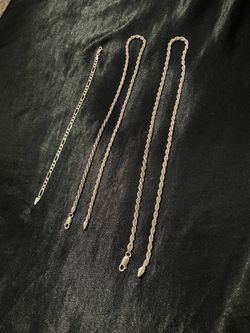 925 Italy Silver rope Chain Necklaces and Bracelet Set