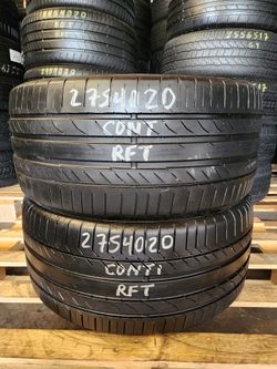 275 40R 20 CONTINENTAL SPORT CONTACT SSR RUN FLAT 2754020 USED TIRES (PAIR) MOUNT BALANCE INCLUDED