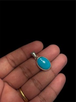 Natural Persian Turquoise Firoza 925 Sterling Silver Pendant Certified