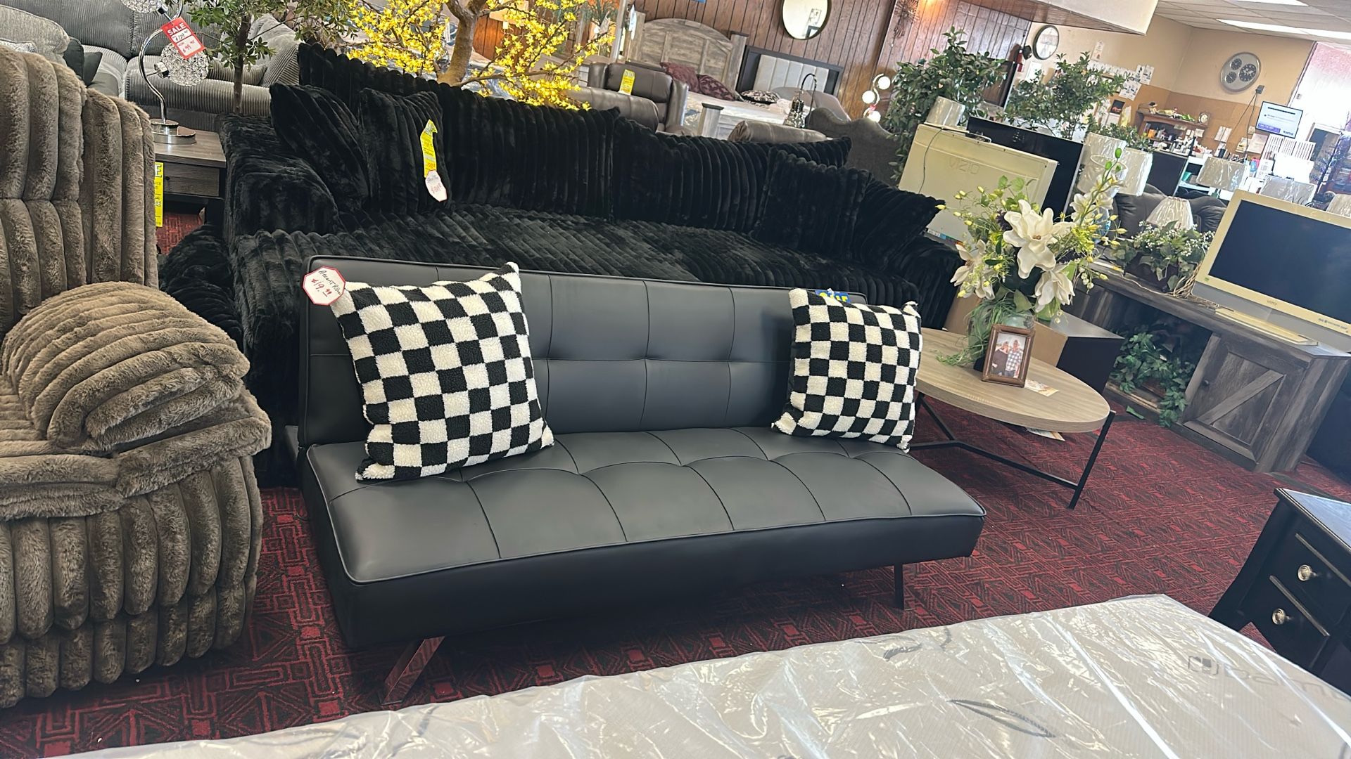 Black Vinyl Click Back Sofa