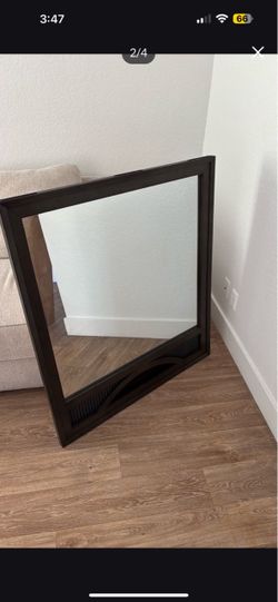 Large Square Wall Mirror Dark Frame