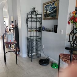 Iron And Glass Bar And Wine And Accessories Rack