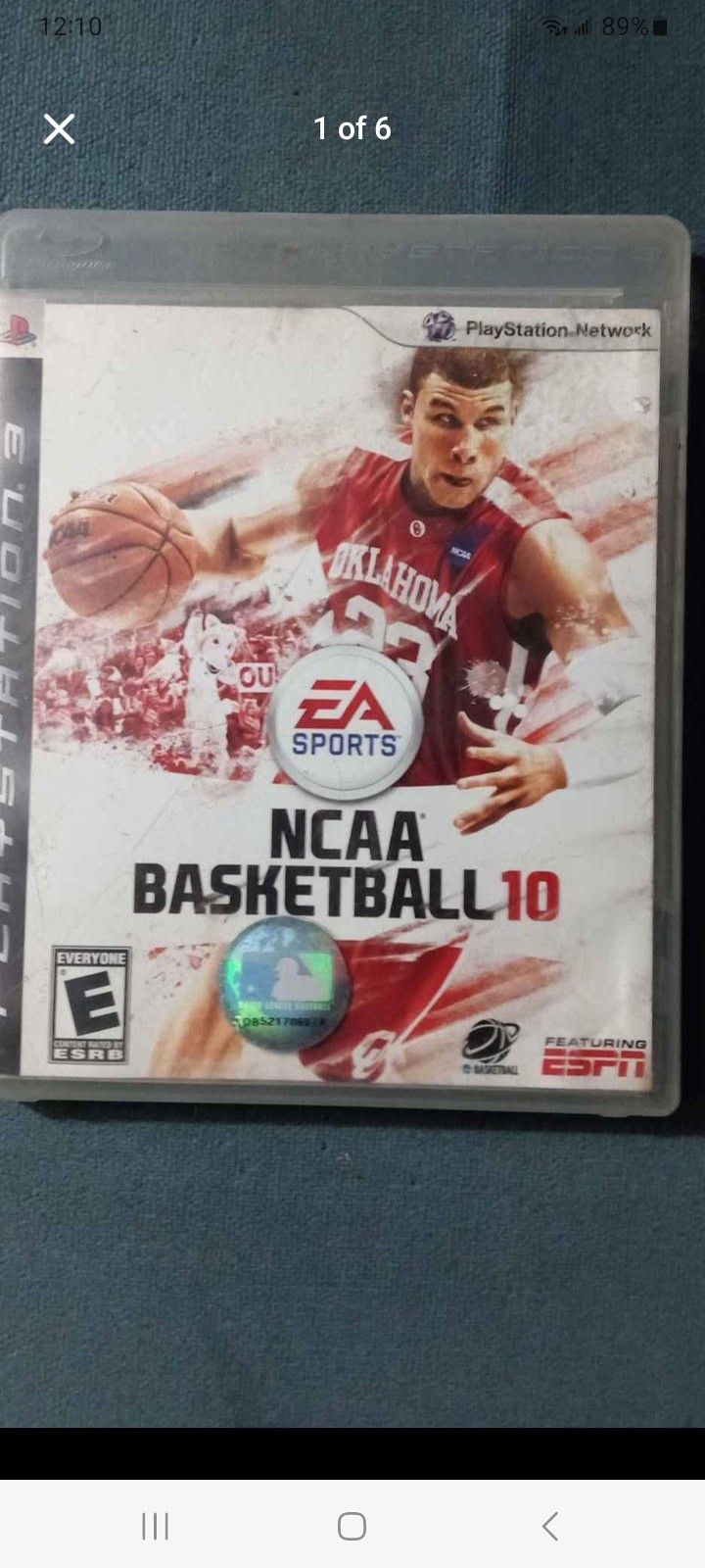 NCAA BASKETBALL 10 PS3 GAME $100 FINAL PRICE SAME DAY SHIPPING