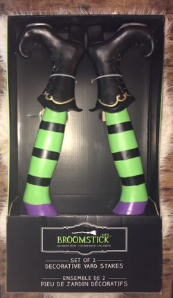 Brand new in box witches legs steaks perfect for a yard or urn Halloween decor. Brand new in box purchased for $50 selling for $40 firm legs are 24 i