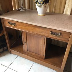 Real Wood And Marble Antique Cabinet