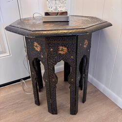 Antique 19th Century Kashmiri Hand Painted Side Table
