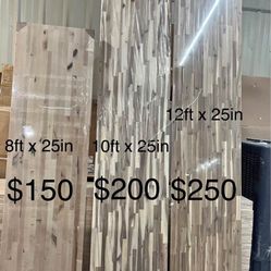 8-10-12 ft. L x 25 in. D Unfinished Hevea Solid Wood Butcher Block Countertop with Square Edge