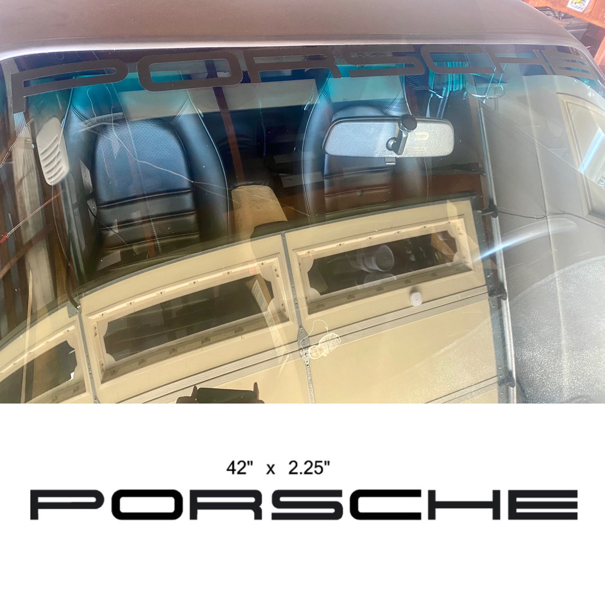 Custom Windshield Decal Banner for Porsche - Matte Black 42"x 2 1/4"