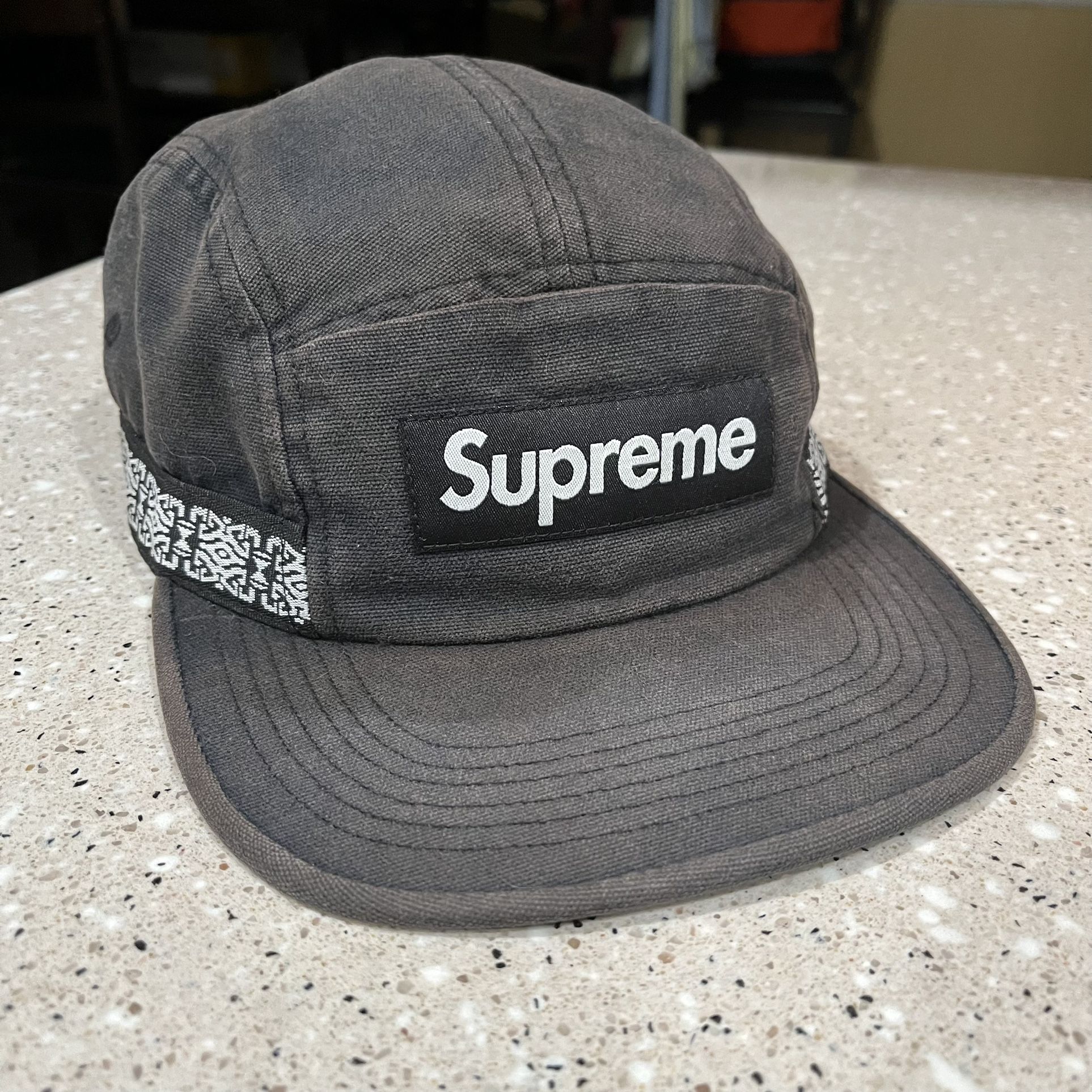 Supreme - Side Tape Camp Cap (SS19) - Black - Used for Sale in