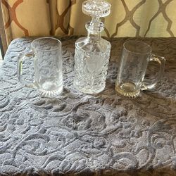 Beer Mugs With Wine Bottle 