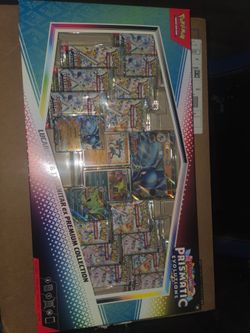 Prismatic Evolutions Lucario ex & Tyranitar ex Premium Collection Box.